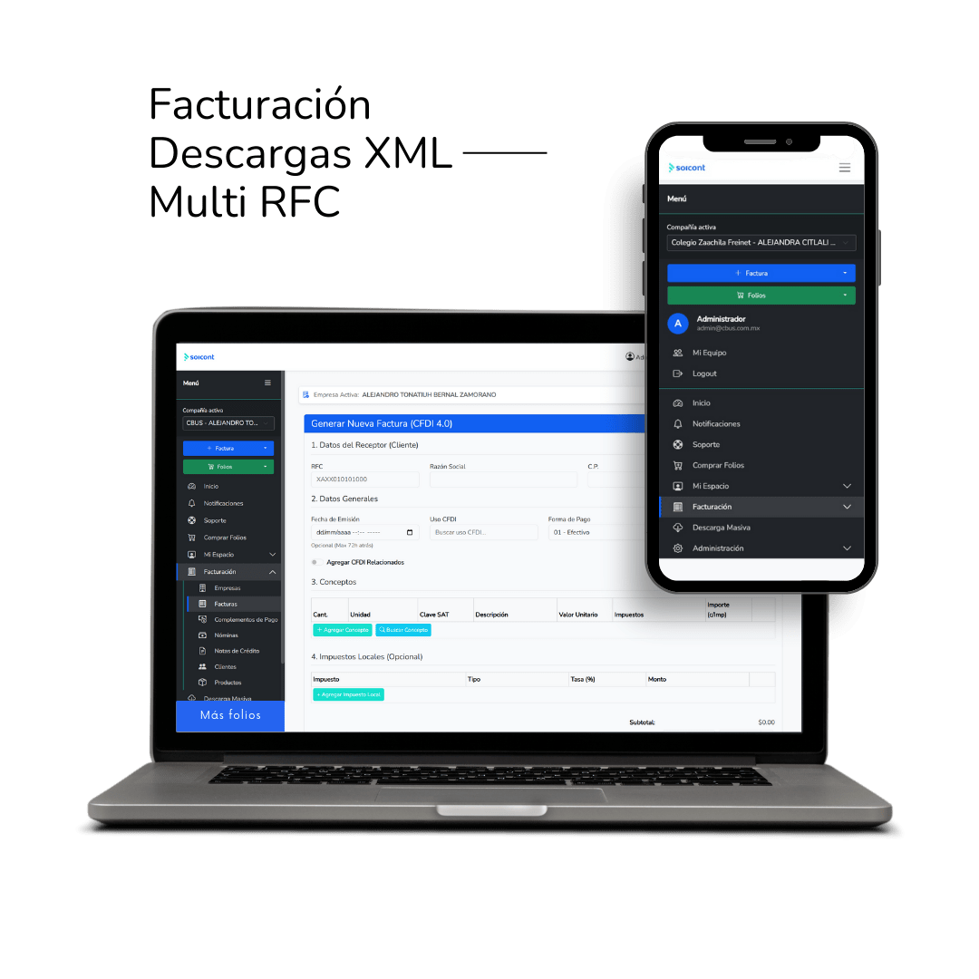 Plataforma Soicont en PC y Móvil
